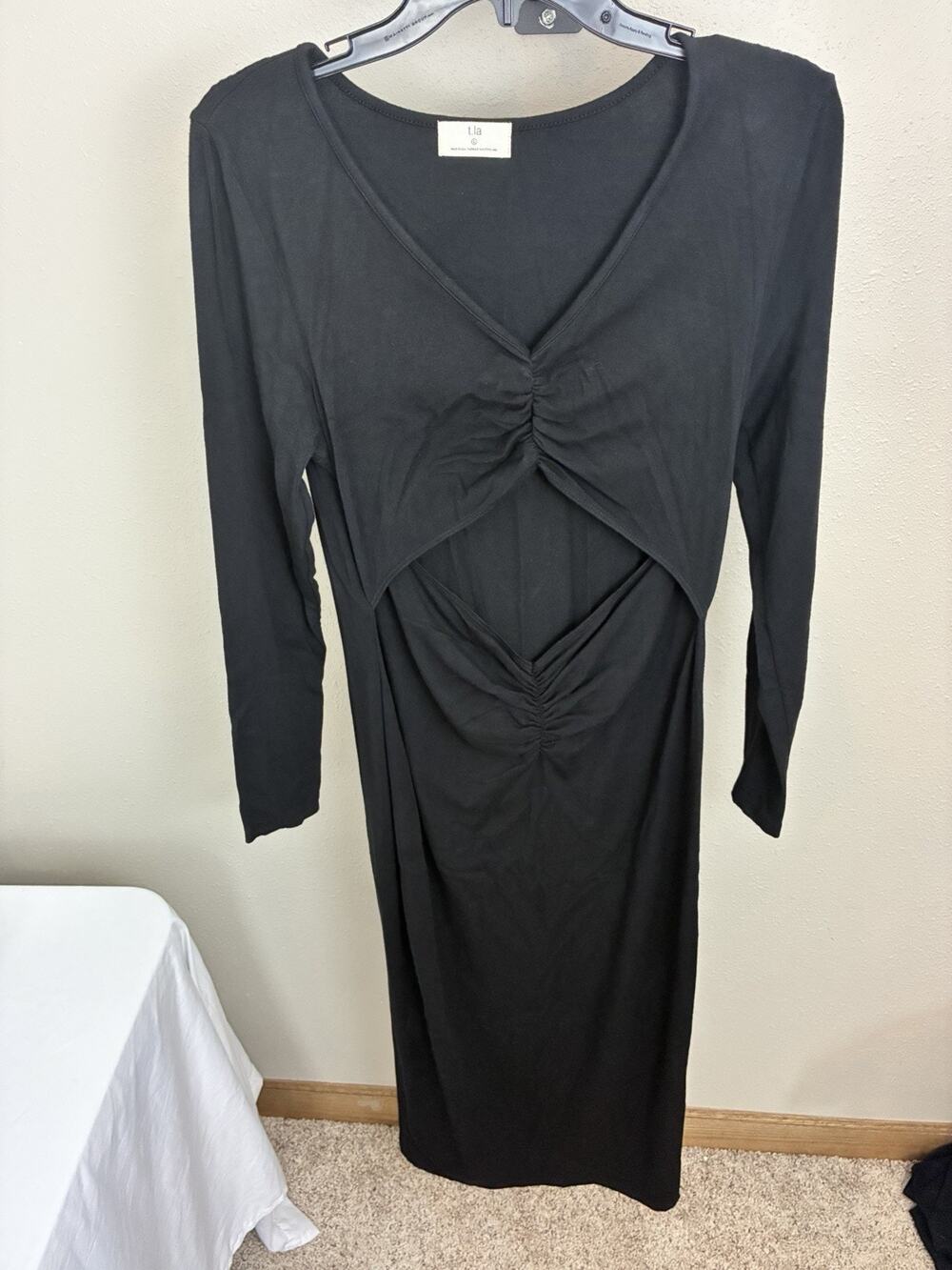 Anthropologie t.la Black Cutout Sleeveless Knit Midi Dress Large L